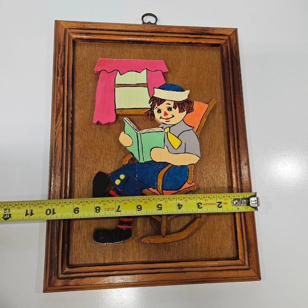 Vintage‎ Raggedy Ann & Andy Hand Painted and Cut Wooden 3D Art Set of 2